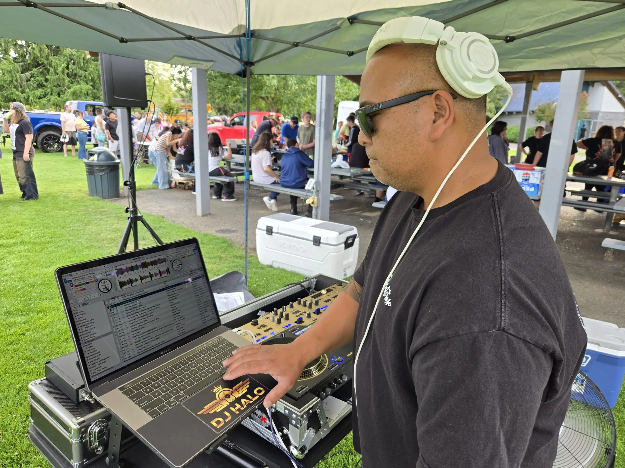 B2B-2026-6 A DJ plays music for one of the back to school events.