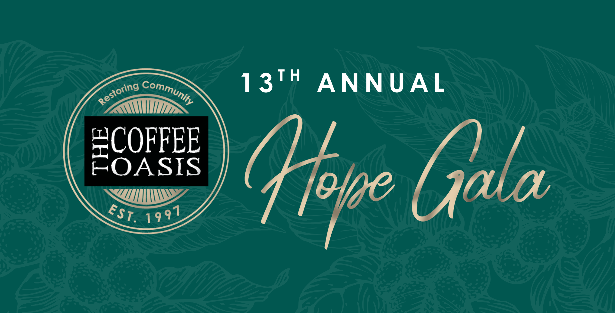 The 13th Annual Hope Gala banner image with a teal background and logo